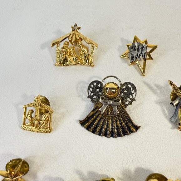 Angel Religious Pin Brooch Earrings Lot Gold-Tone Avon JJ Jonette - Picture 4 of 10